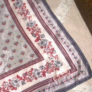 Cacharel vintage silk floral cream printed scarf rare paris designer luxury